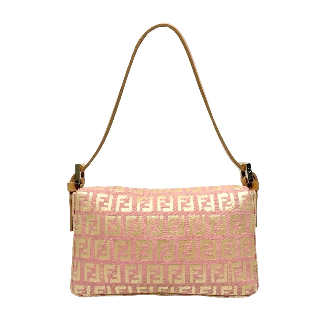 FENDI Vintage Zucchino Mamma Baguette Mini Bag Pochette Pink Beige 901893