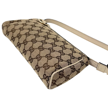 GUCCI Vintage GG Monogram Abbey Mini Shoulder Bag White Brown Canvas 902316