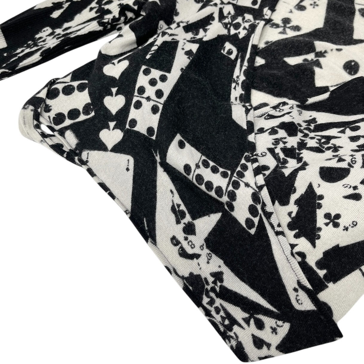 Christian Dior Vintage 2001 Dice Knit Top #36 Black White Wool Long Sleeve Card