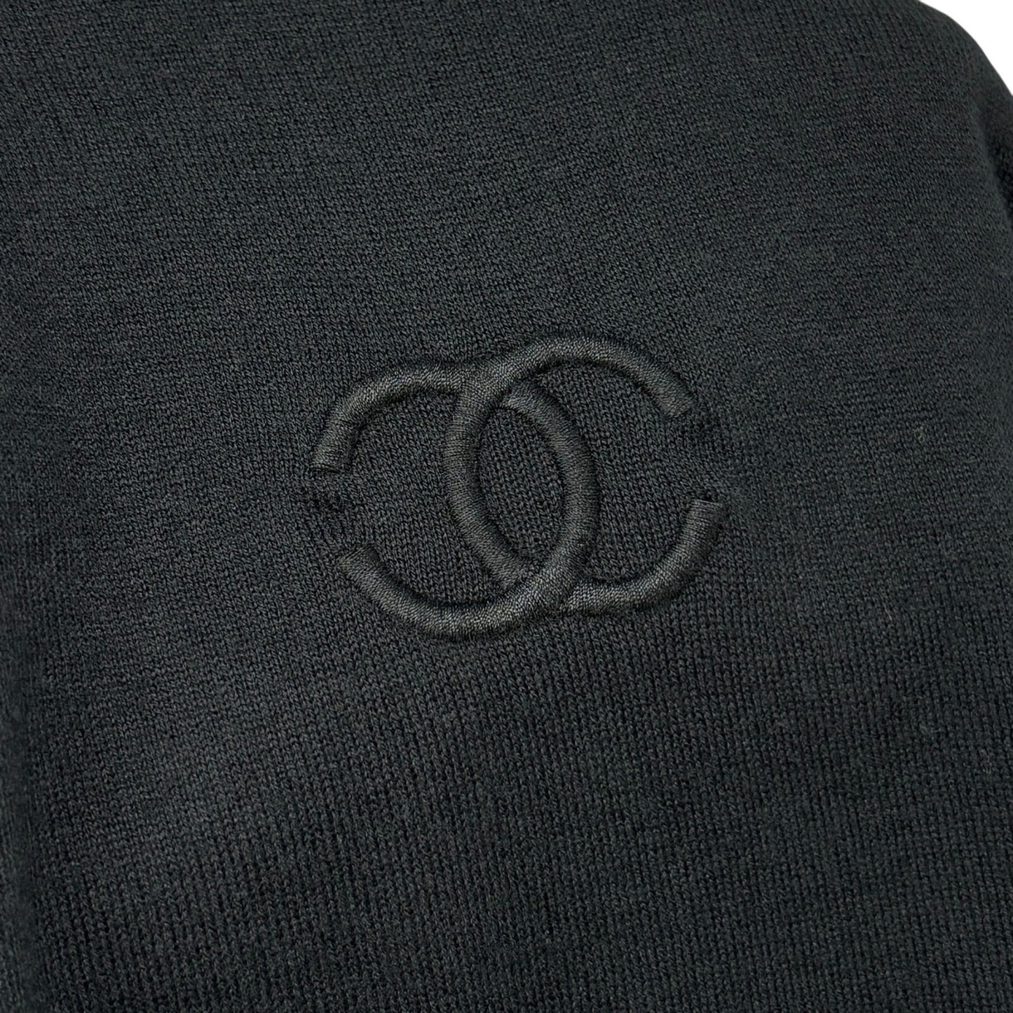 CHANEL Vintage 95P CC Mark Logo T-shirt #40 Short Sleeve Top Black Cotton