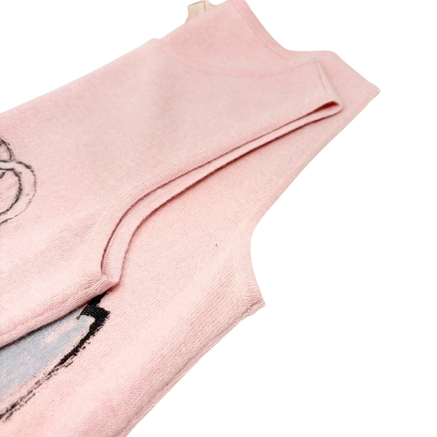 CHANEL Vintage 09C CC Heart Motif Cashmere Knit Tank Top #36 Pink 901824