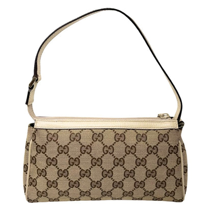 GUCCI Vintage GG Monogram Abbey Mini Shoulder Bag White Brown Canvas 902316