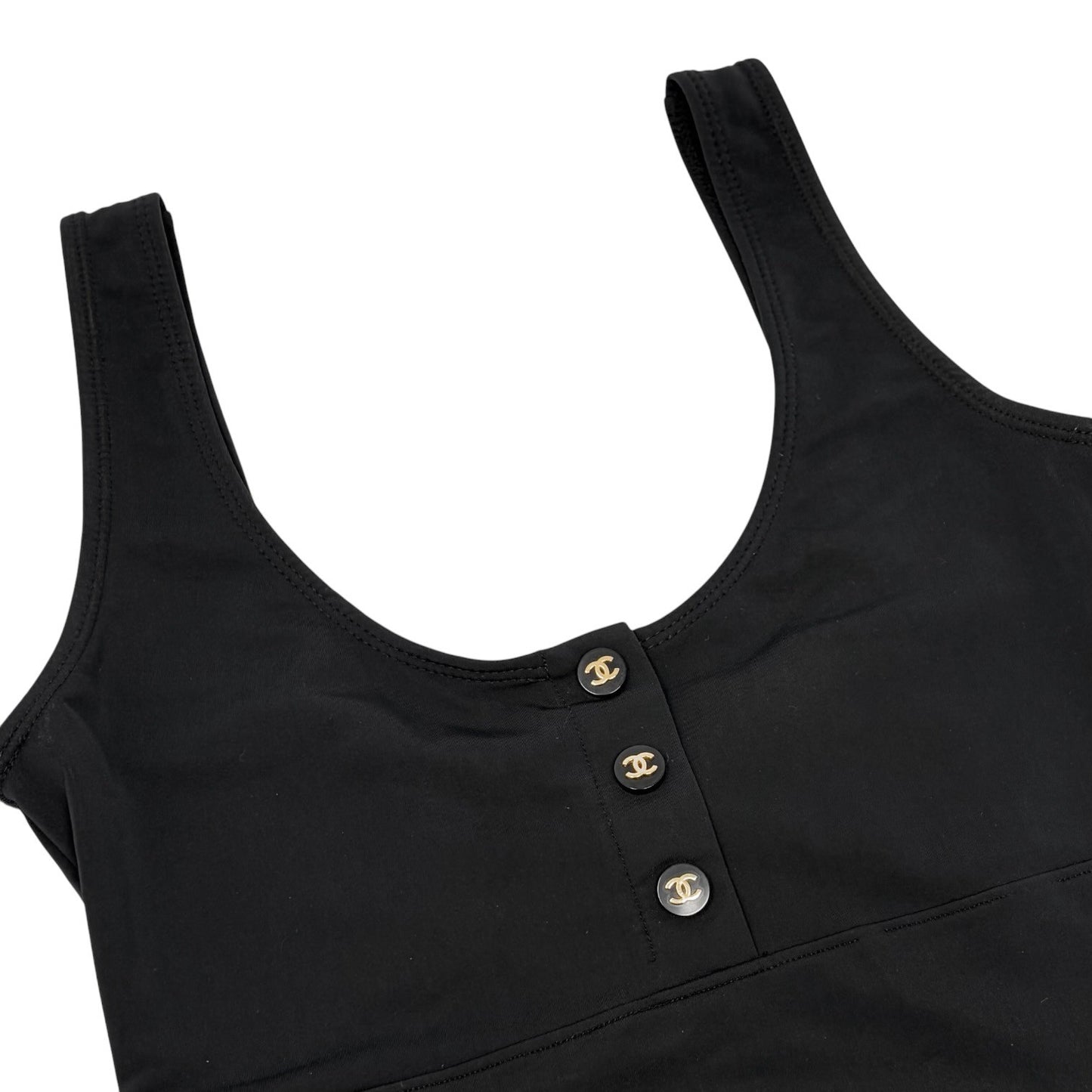 CHANEL Vintage 97C CC Logo Dress One-piece #36 Black Nylon Spandex 901864