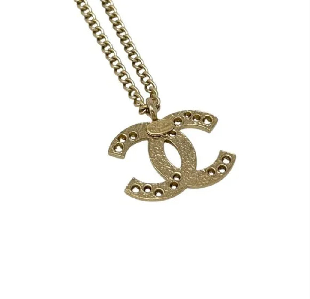 CHANEL Vintage 03A CC Mark Logo Necklace Accessory Star Jewelry Gold Metal