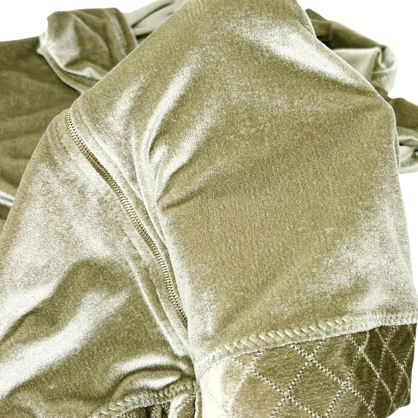 CHANEL Vintage 05C Hoodie Parka Jacket Cropped Zip Velvet #36 Khaki Nylon Zip