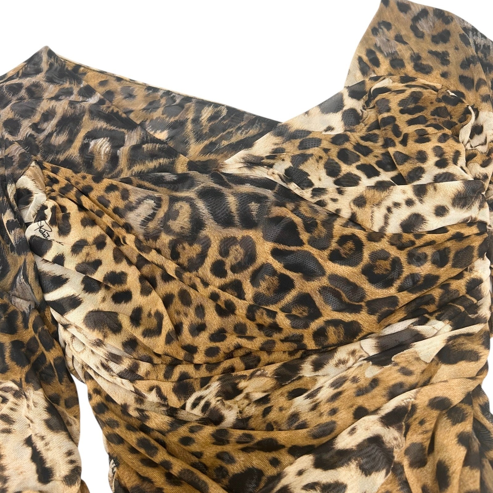 Roberto Cavalli Vintage Logo Leopard Midi Dress One-piece #42 Brown Nylon