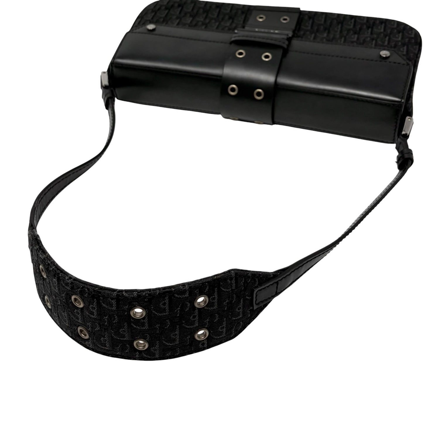 Christian Dior Vintage Street Chic Trotter Monogram Shoulder Bag Black 901846
