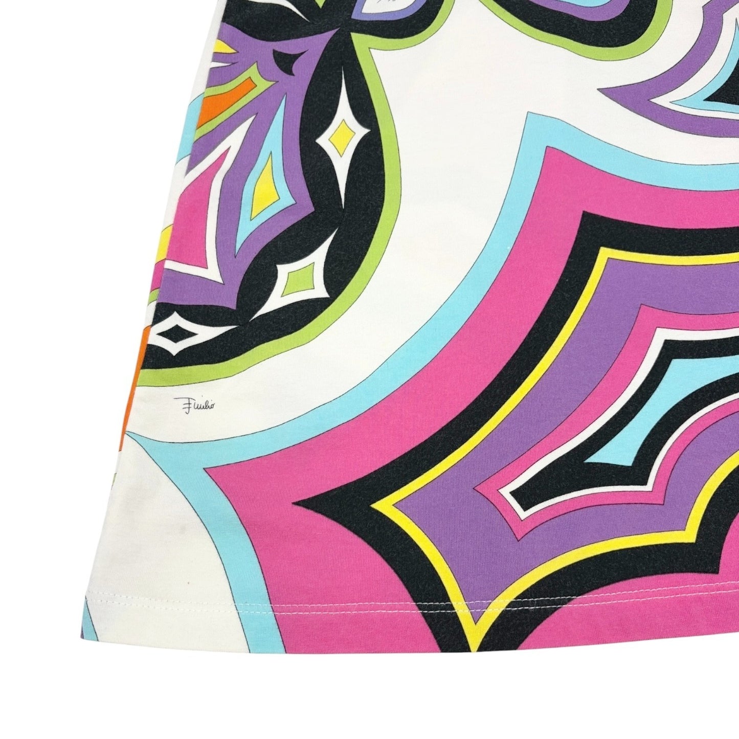 EMILIO PUCCI Vintage Logo Short Sleeve Mini Dress #34 Multicolor Cotton 901859