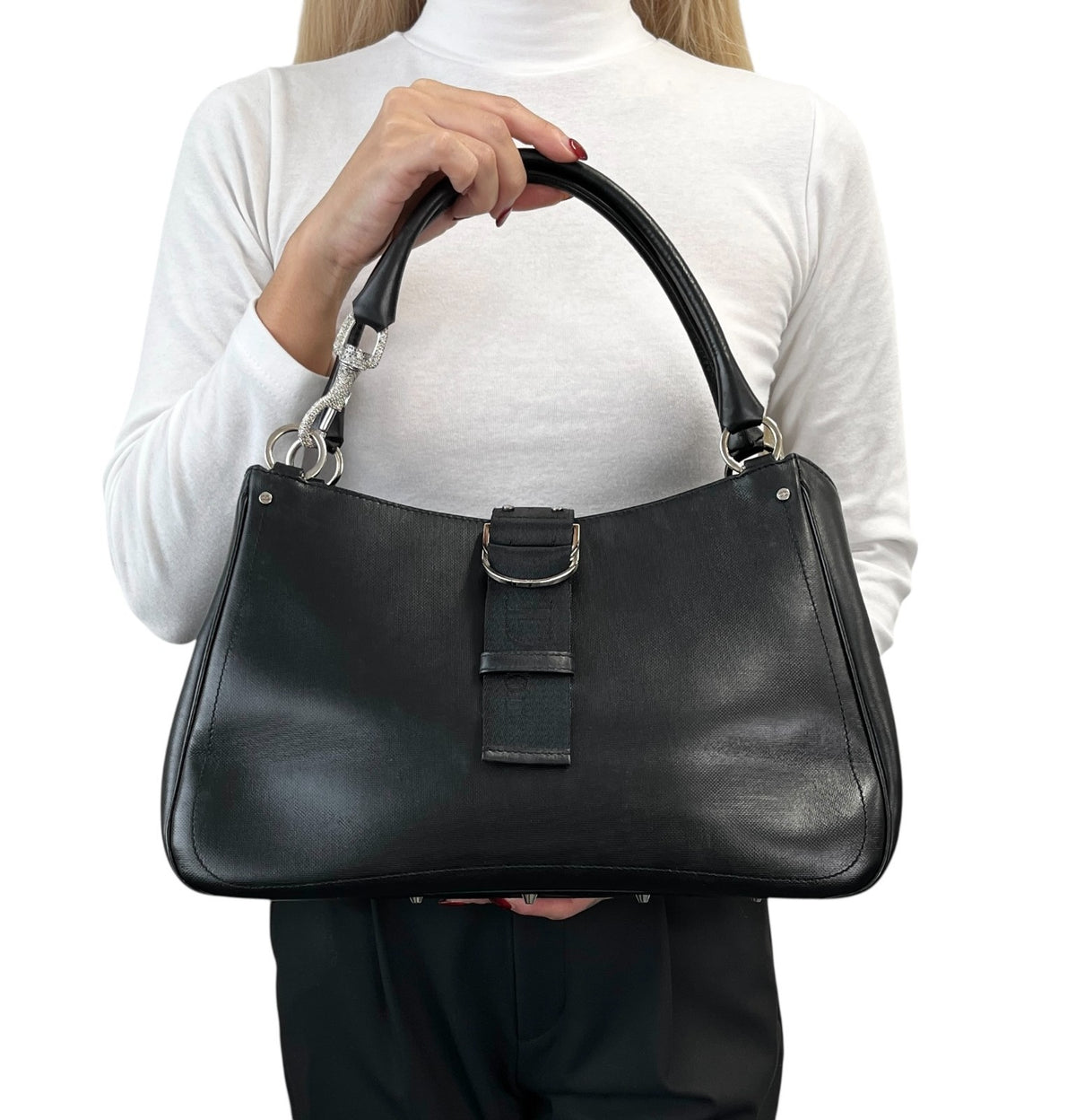 Christian Dior Vintage 2003 Hardcore Shoulder Bag Black Rhinestone 902384
