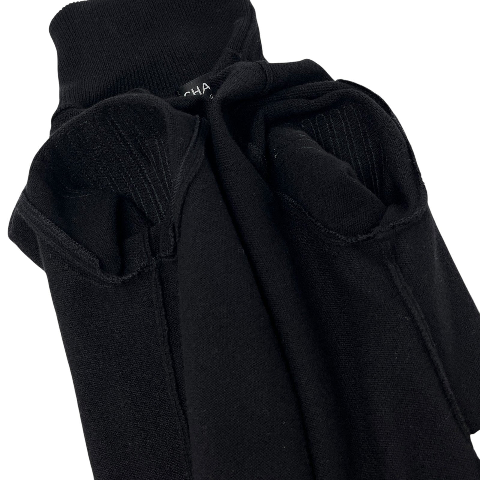 CHANEL Vintage P42169 CC Logo Turtleneck Knit Sweater Top #34 Stripe Black Wool