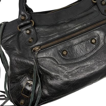 Balenciaga Vintage Classic City Logo 2way Shoulder Leather Bag Black 902461