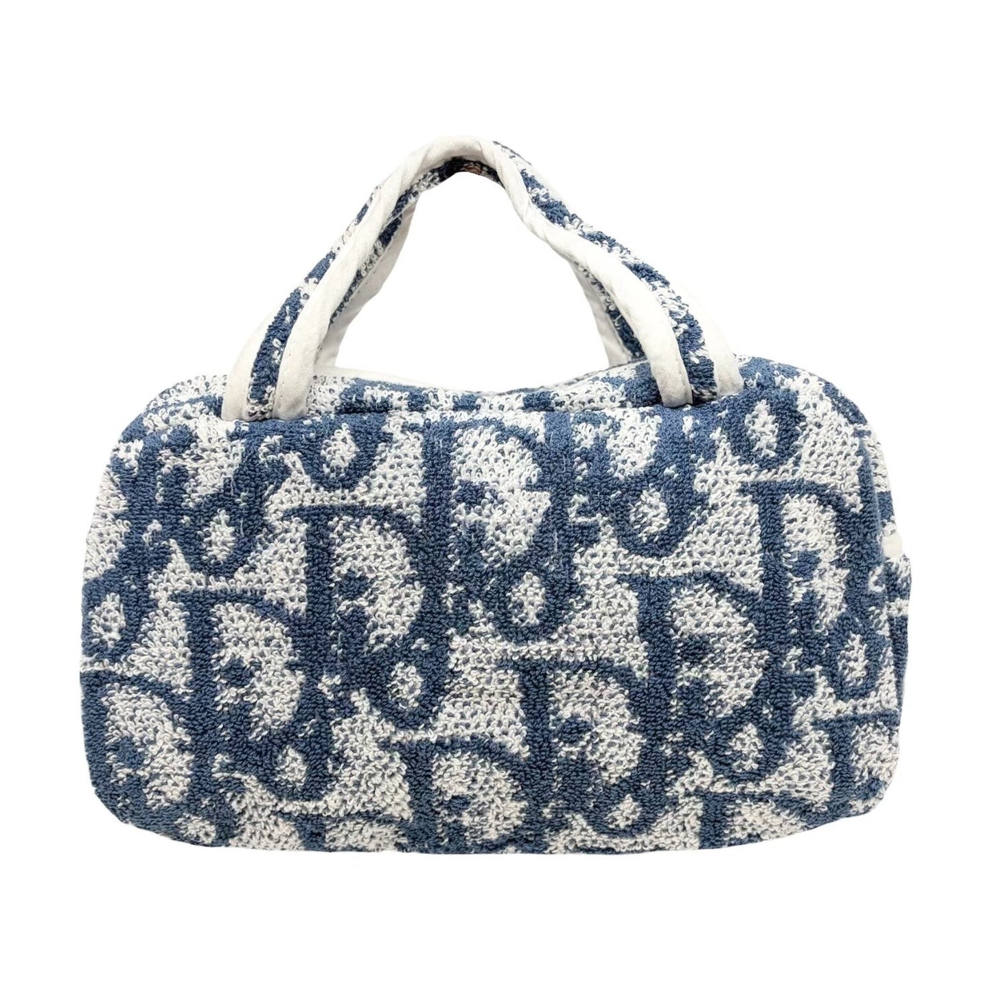 Christian Dior Vintage Trotter Monogram Terry Cloth Mini Bag Blue White 902100