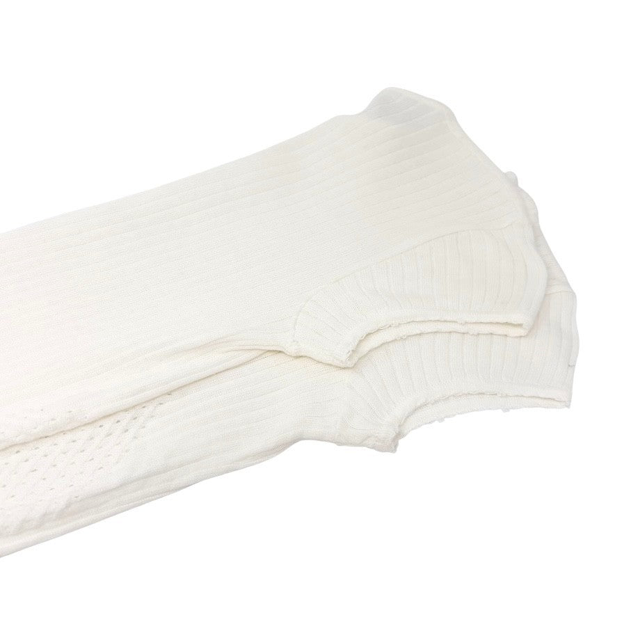 CHANEL Vintage 04P CC Mark Logo Knit T-shirt Top Rib Short Sleeve White Cotton