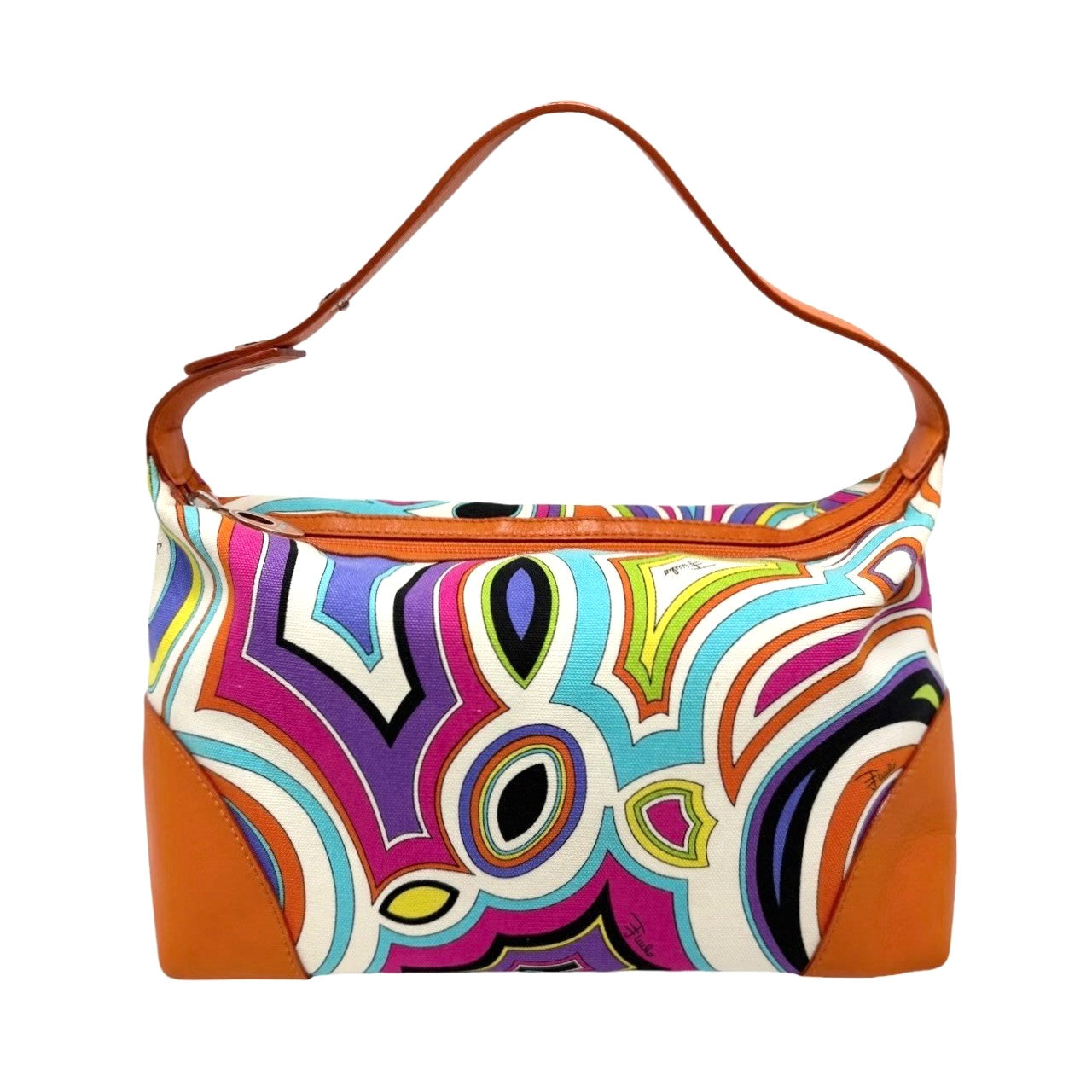 EMILIO PUCCI Vintage Logo Geometric Print Bag Orange Multicolor 901875