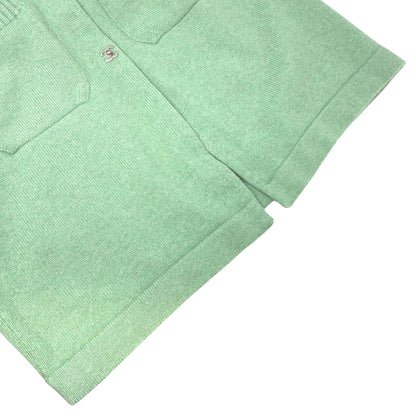 CHANEL Vintage P52425 CC Turnlock Logo Knit Cardigan Dress #38 Cashmere Green