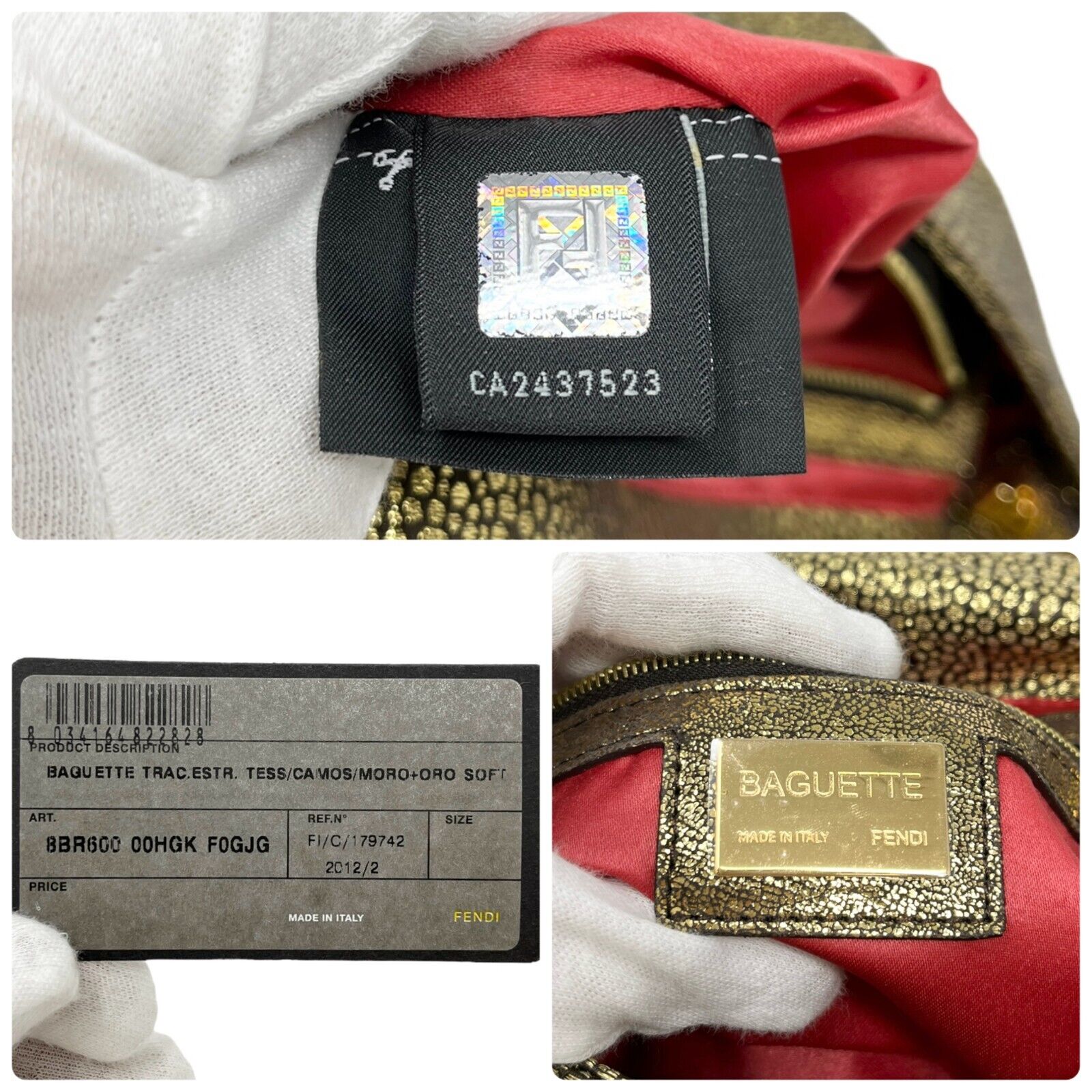 FENDI Vintage Mamma Baguette Shoulder Bag Gold Brown Leather Rank AB+