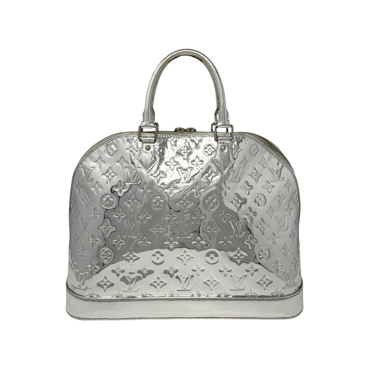 LOUIS VUITTON Vintage LV Monogram Miroir Alma GM Bag Metallic Silver 902368