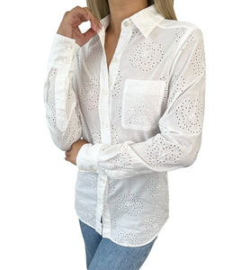 CHANEL Vintage 08P CC Mark Camellia Blouse Shirt #36 Top White Cotton Rank AB