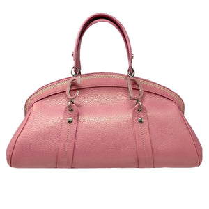Christian Dior Vintage 2005 Logo Embroidered Mini Boston Bag Pink Silver Leather