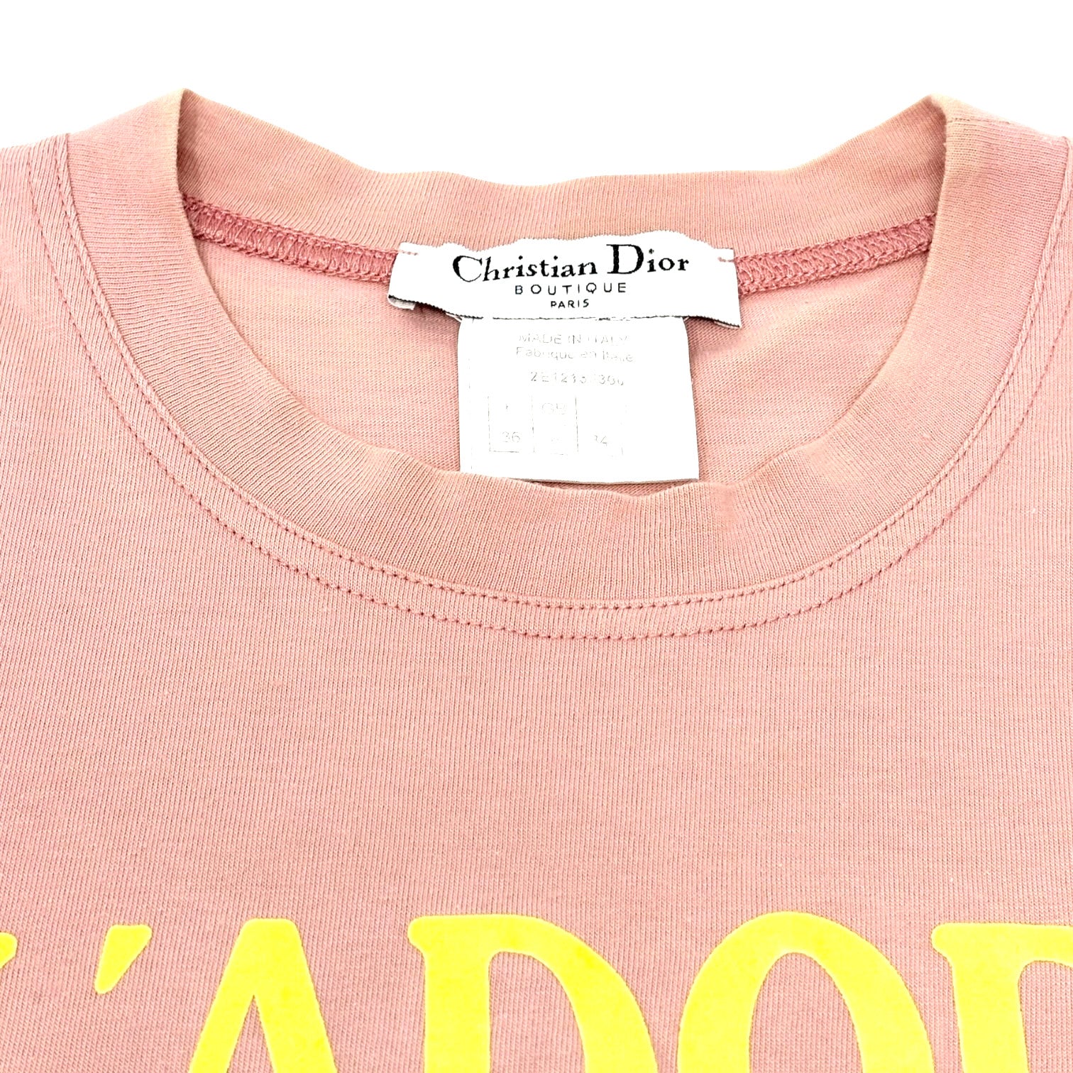 Christian Dior Vintage 2002 J'ADORE Logo Tank Top #36 Pink Yellow Cotton