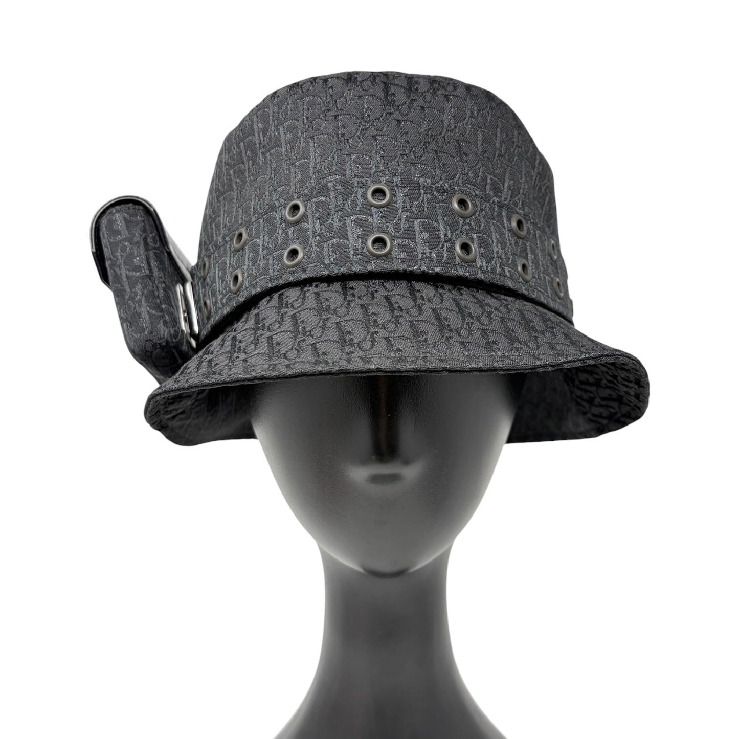 Christian Dior Vintage Columbus Trotter Monogram Bucket Hat Black Silver 901817