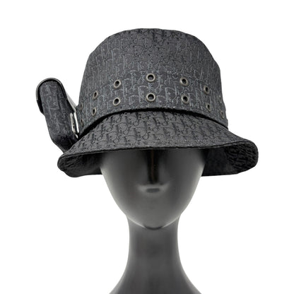 Christian Dior Vintage Columbus Trotter Monogram Bucket Hat Black Silver 901817