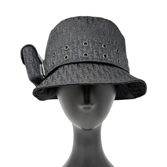 Christian Dior Vintage Columbus Trotter Monogram Bucket Hat Black Silver 901817