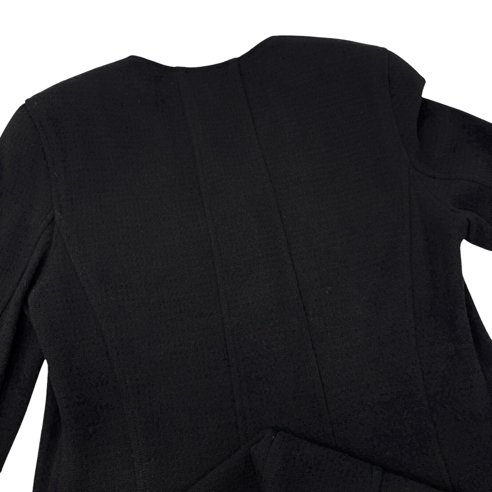 CHANEL Vintage 94A CC Logo Long Sleeve Dress #42 One-piece Black Wool Button