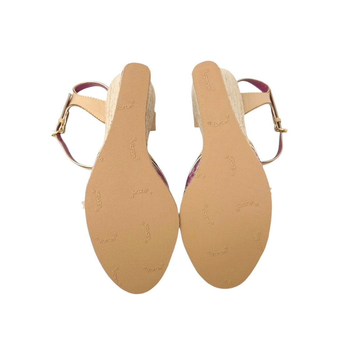 LOUIS VUITTON Vintage LV Logo Monogram Sandals #37.5 Pink Beige Canvas