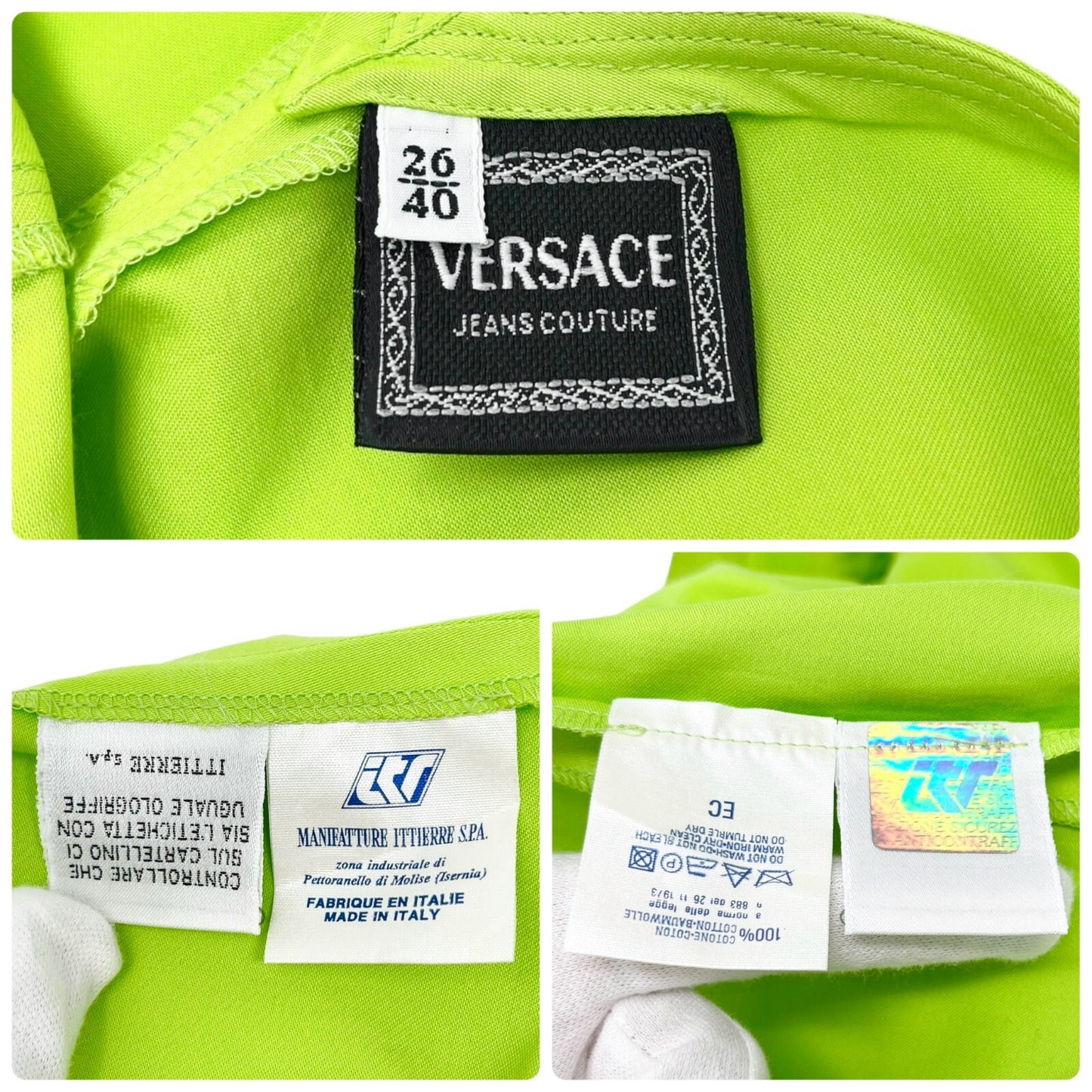 VERSACE JEANS COUTURE Vintage Dress #40 Multicolor Medusa Button Green Rank AB