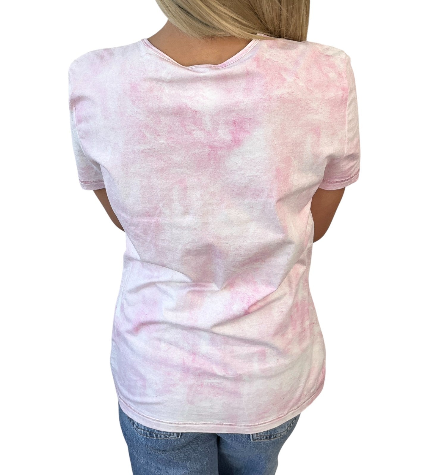 CHANEL Vintage 09C CC Logo Tie-Dye T-Shirt Top #36 Pink Short Sleeve 902403