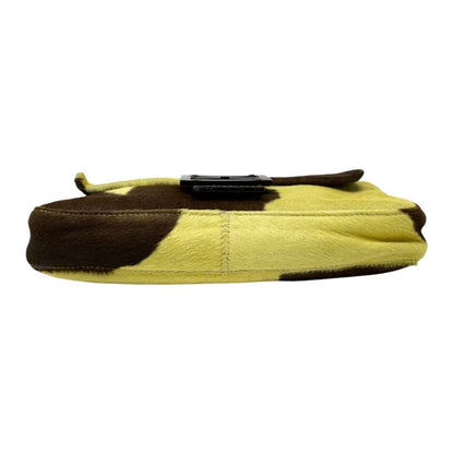 FENDI Vintage FF  Cow Mamma Baguette Bag Yellow Brown Pony Calf Hair 902801
