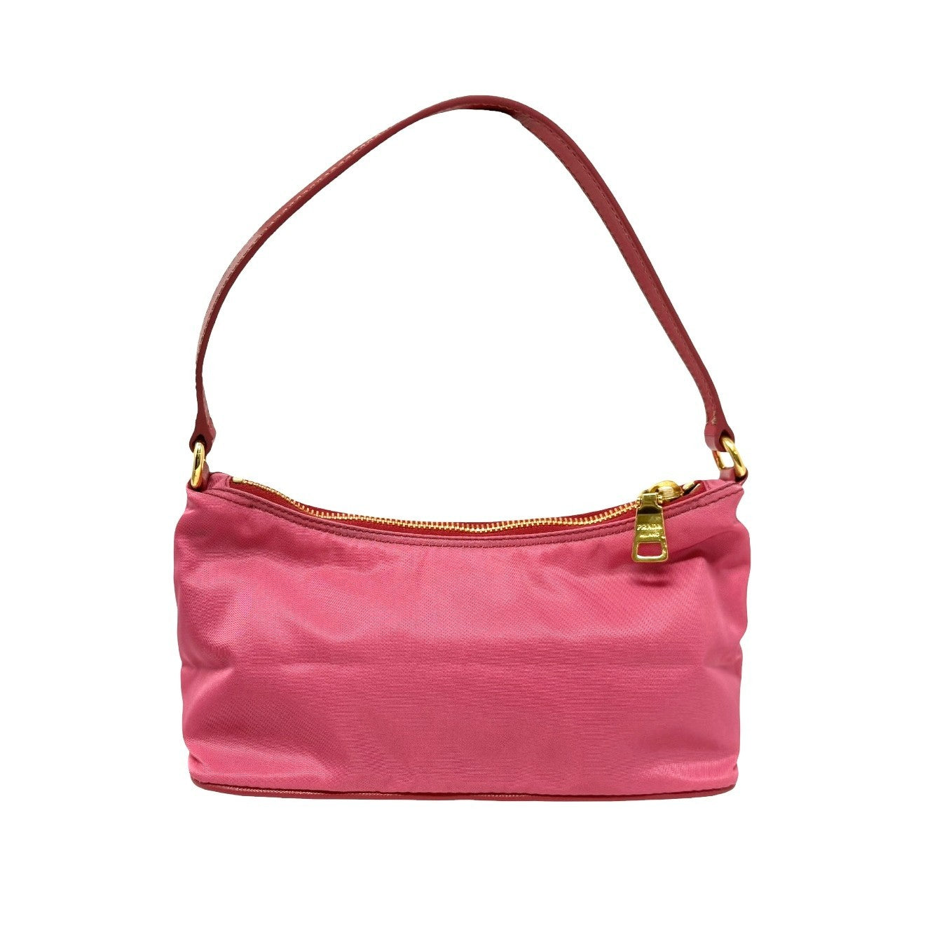 PRADA Vintage Logo Tessuto Nylon Shoulder Mini Bag Pochete Pink Gold