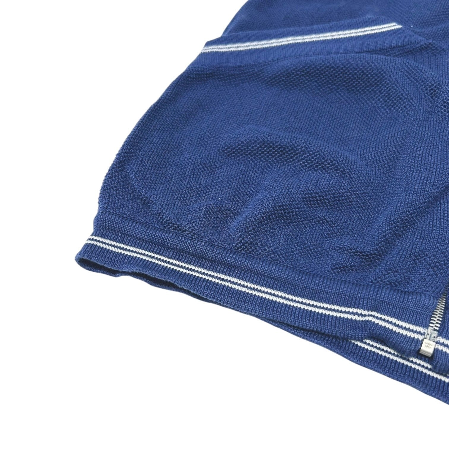 CHANEL Sport Vintage 05P CC Tennis Zipped Hoodie Jacket #38 Dark Blue Cotton