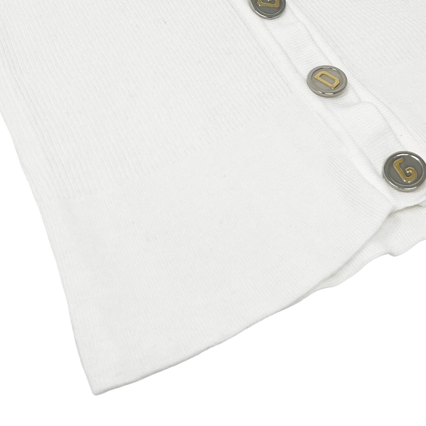 DOLCE&GABBANA Vintage Cardigan Sweater Button Rib V-neck White Cotton RankAB