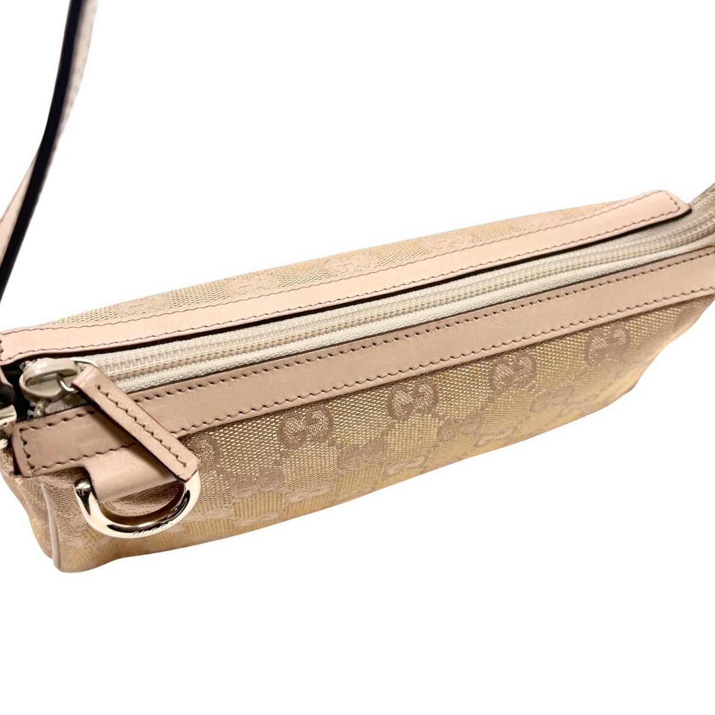 GUCCI Vintage GG Monogram Abbey Mini Glitter Bag Pink Beige Gold 901867
