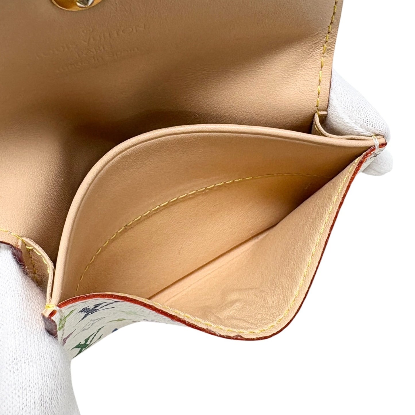 LOUIS VUITTON Vintage Monogram Multicolor Card Holder Leather White 902223