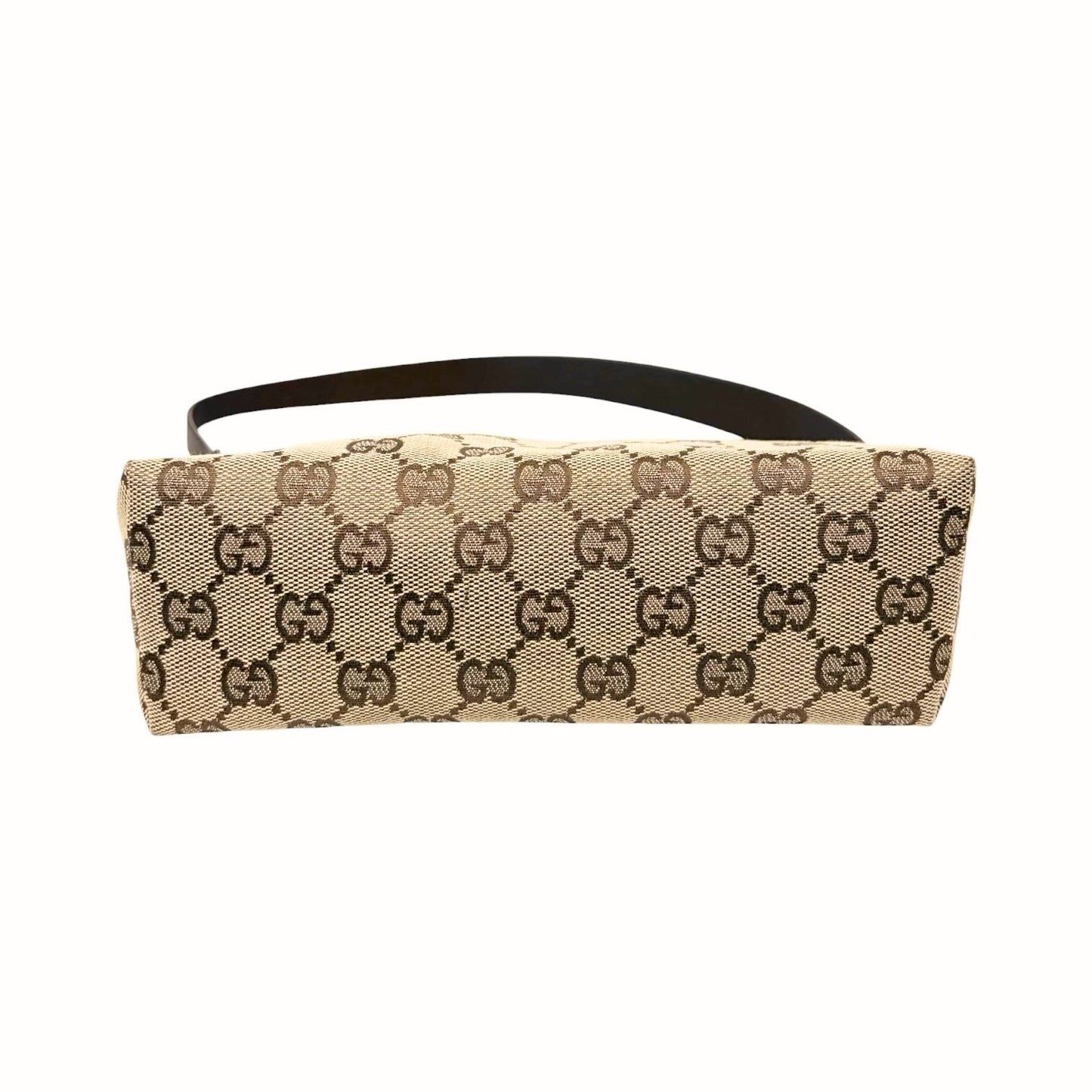GUCCI Vintage GG Monogram Shoulder Bag Pochette Beige Brown Leather 902034