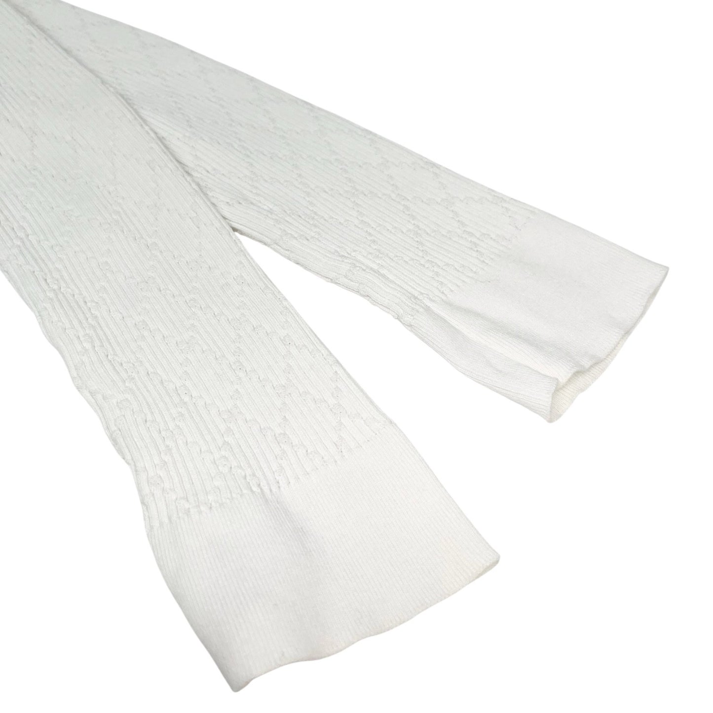 CHANEL Vintage P45654 CC Logo Button Knit Long Cardigan Top #38 White 106957