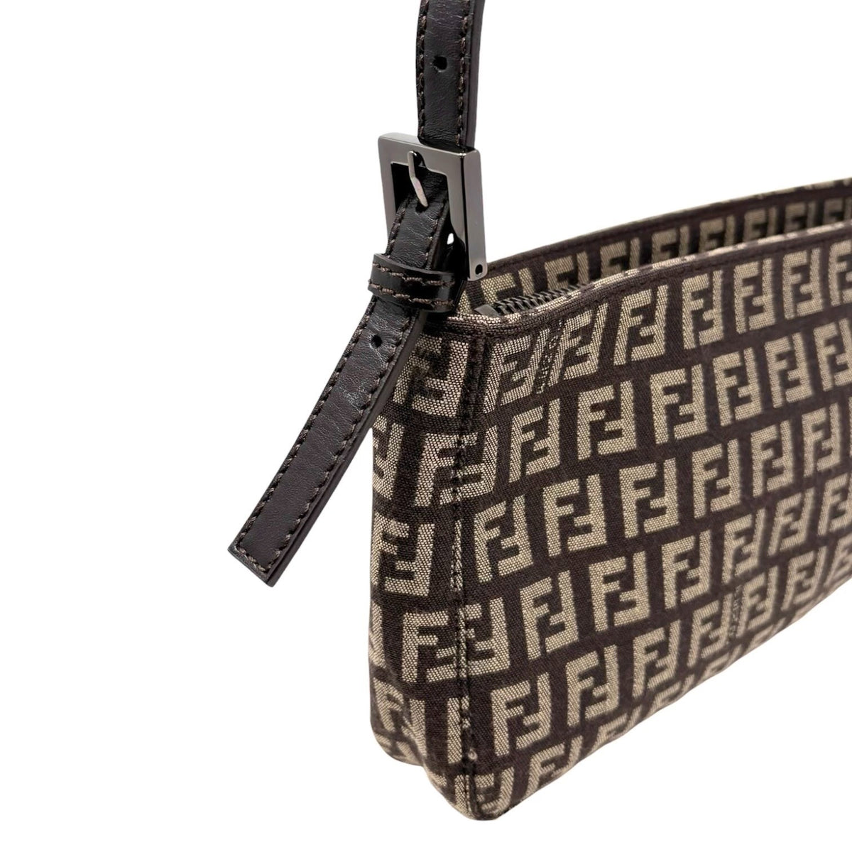 FENDI Vintage Zucchino Monogram Mini Shoulder Bag Brown Beige Canvas 902498