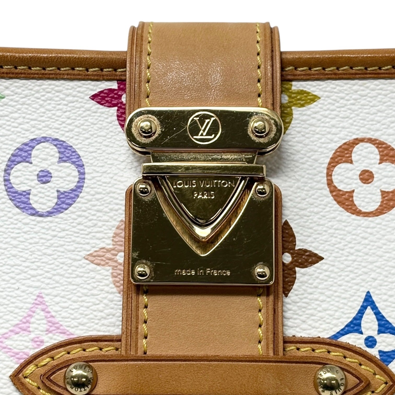 LOUIS VUITTON Vintage Monogram Multicolor Shirley Shoulder Bag White Leather