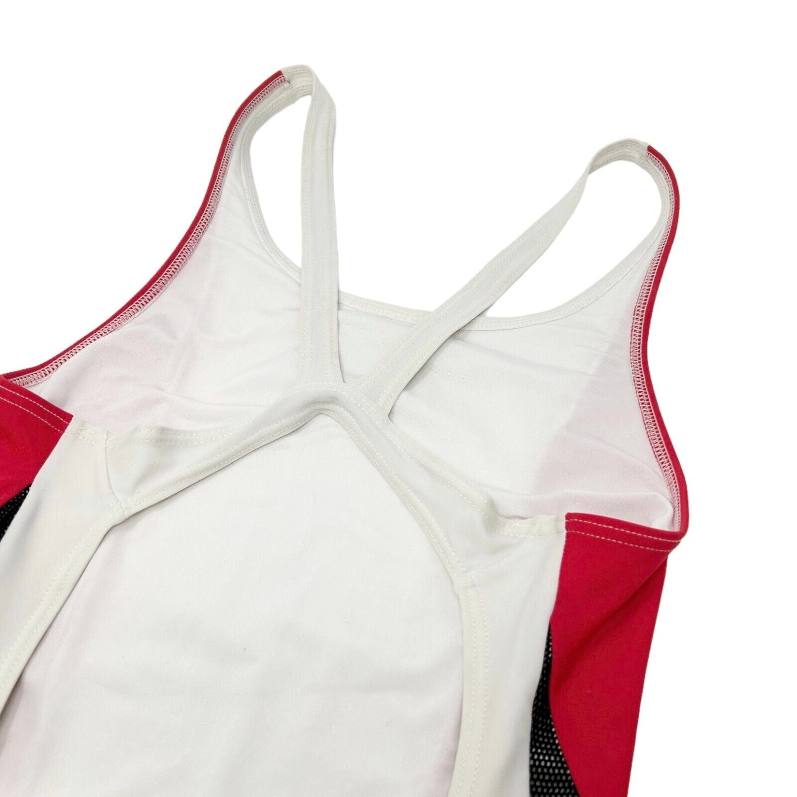 CHANEL Sport Vintage 05S Coco Mark Swimwear Swimsuit #40 White Red Nylon RankAB