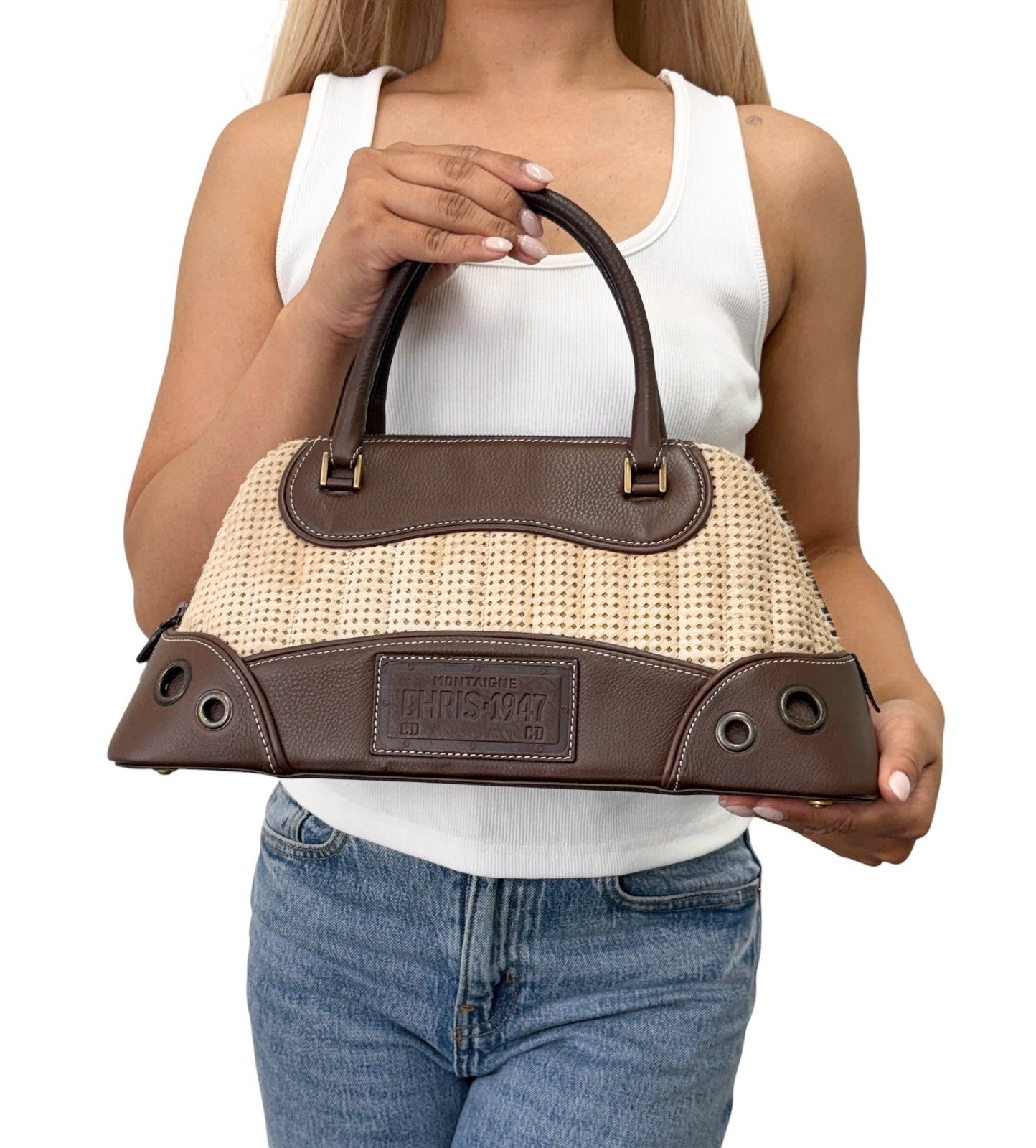 Christian Dior Vintage Montaigne Chris 1947 Pony Hair Bag Beige Brown 901895