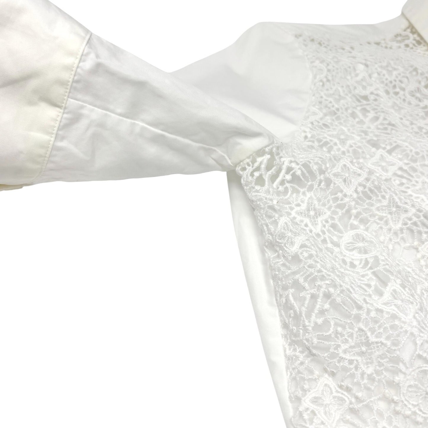 LOUIS VUITTON Vintage Monogram Logo Shirt Top #34 Button Up Lace Short Sleeve