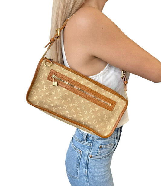 LOUIS VUITTON Vintage Logo Monogram Kathleen Pochette Shoulder Bag Beige Canvas