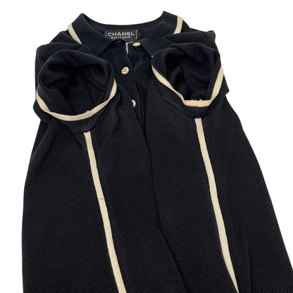 CHANEL Vintage 96C CC Mark Logo Polo Dress #38 One-piece Button Up Black Cotton