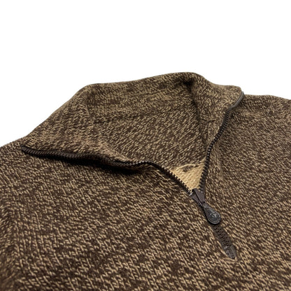 CHANEL Vintage CC Logo Cashmere Knit Zip Sweater Top Brown Beige 902479