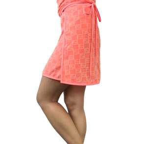 FENDI Vintage Zucchino Monogram Camisole Skirt Set Terrycloth Pink Nylon RankAB