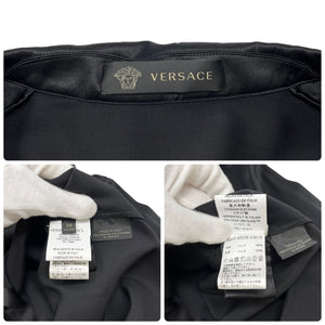 VERSACE Vintage Medusa Logo Shirt #38 Top Black Gold Silk Button Rank AB+