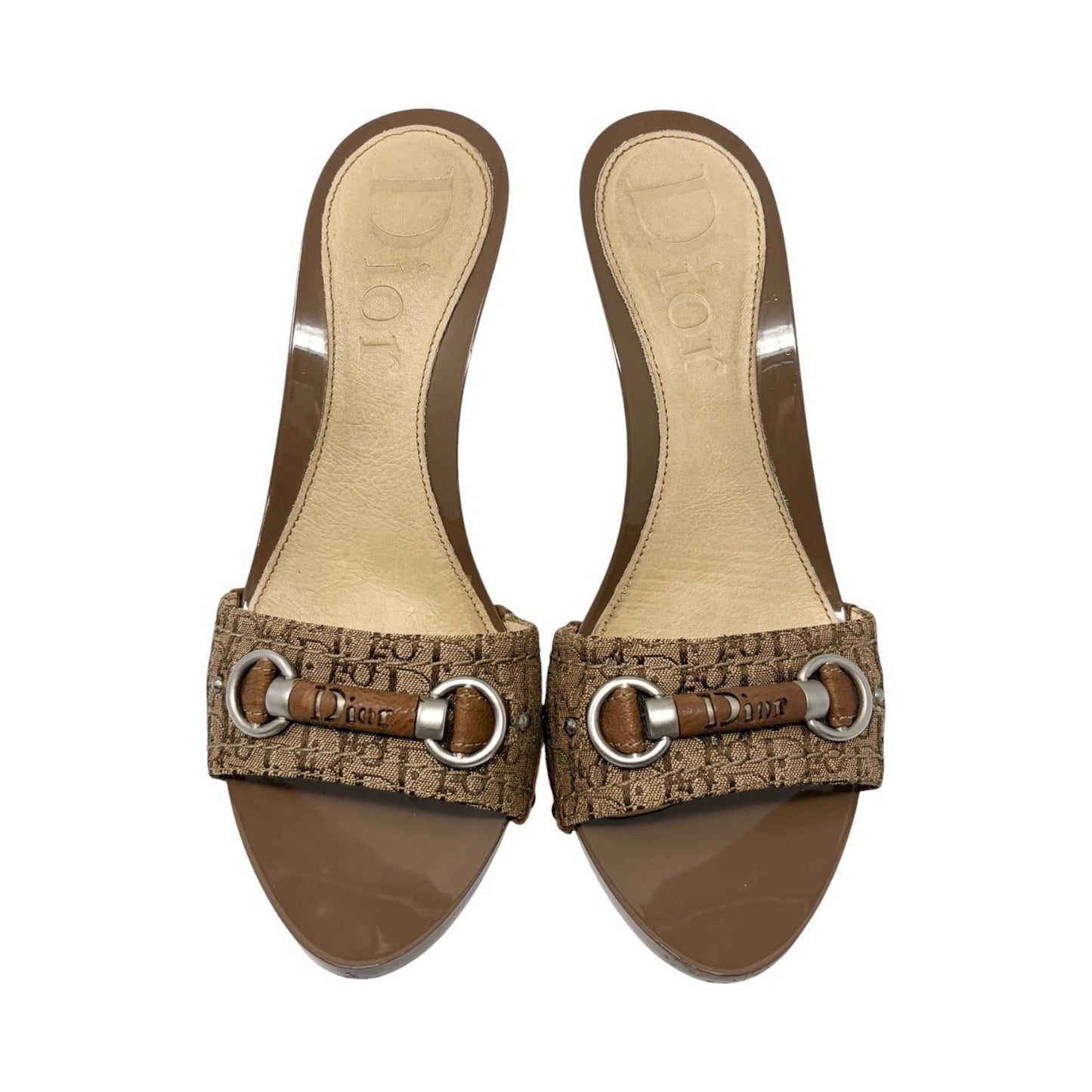 Christian Dior Vintage Trotter Monogram Sandals Heels #36